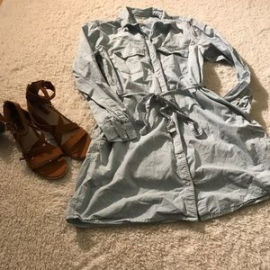 GapDistressed Striped Button Down Dress